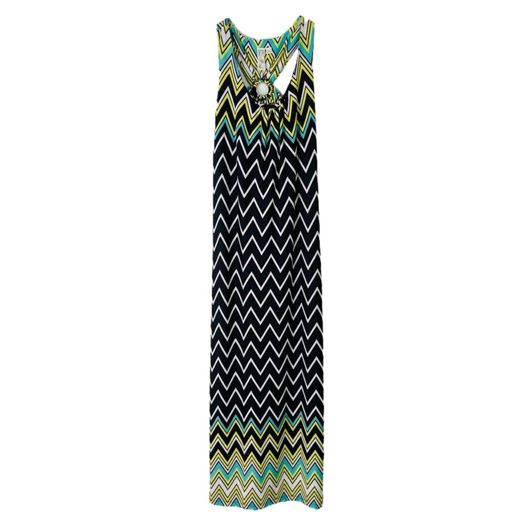 Emma & Michele black white chevron stretchy maxi dress large
